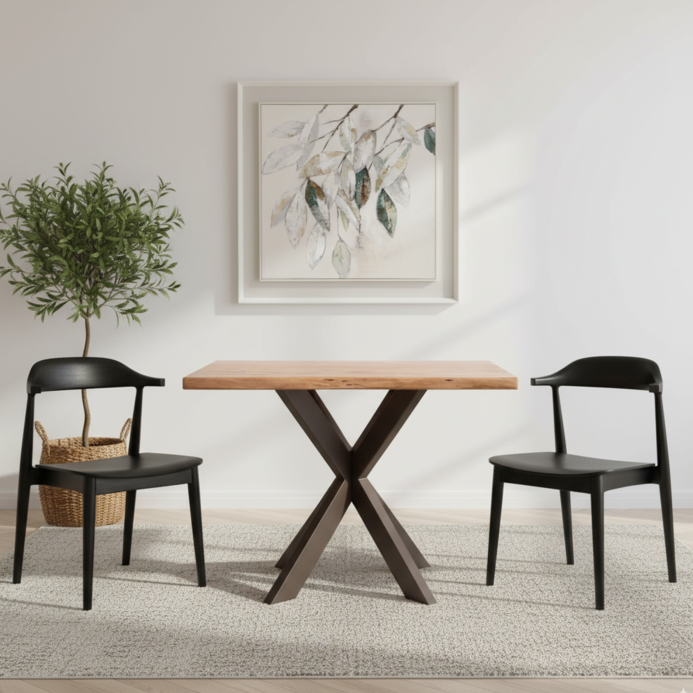 Live Edge Acacia Wood Square Dining Table