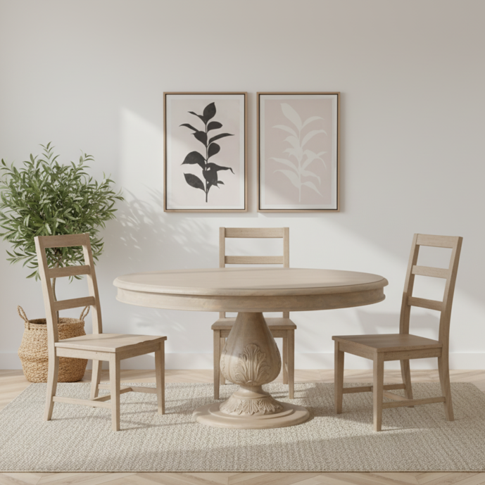 Acorn 150cm Rustic Light Wood Round Dining Table