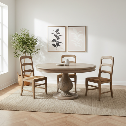 Acorn 150cm Round Rustic Washed Wood Dining Table