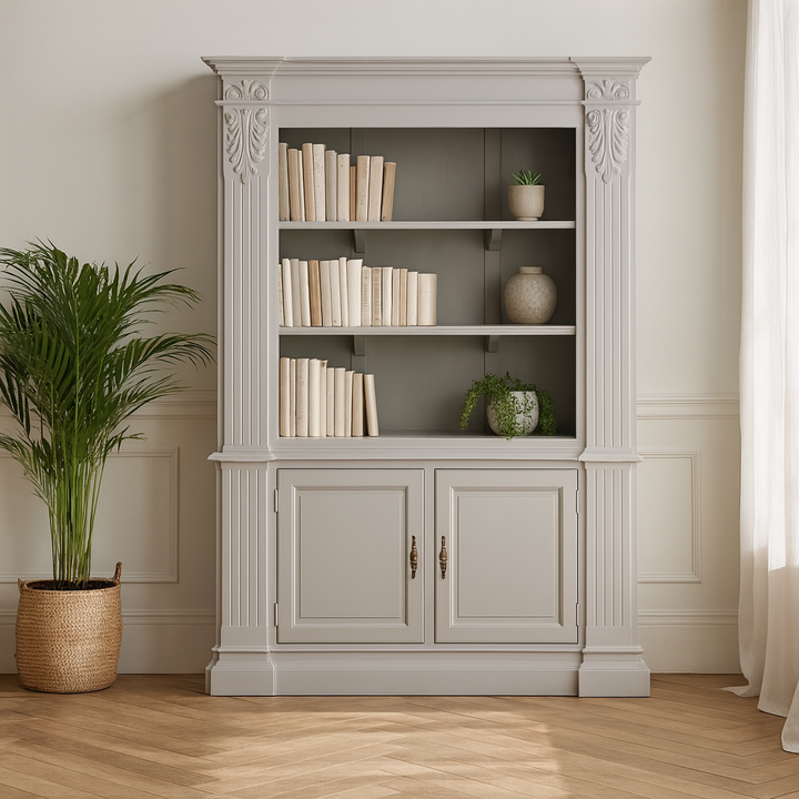 Elden Large Grey Open Mahogany Bookcase