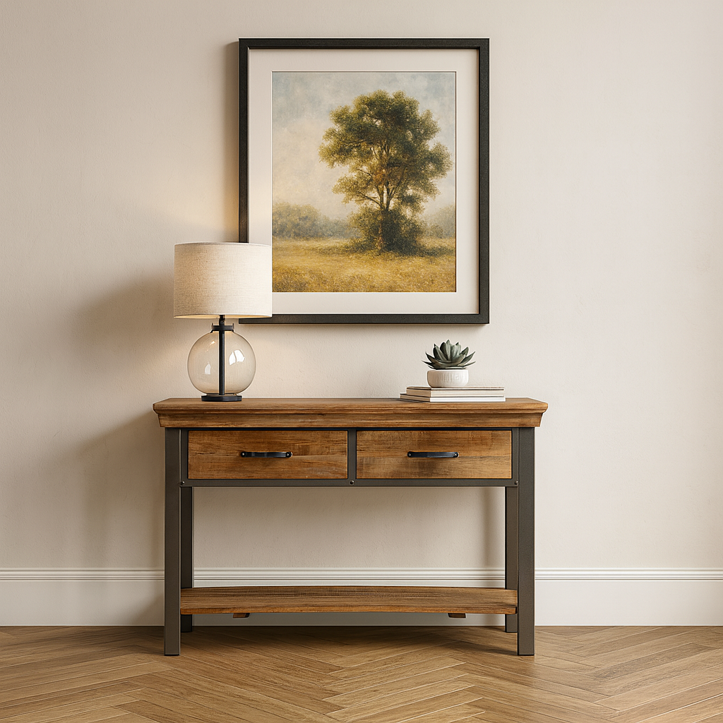 Metropolis Industrial 2 Drawer Console Table
