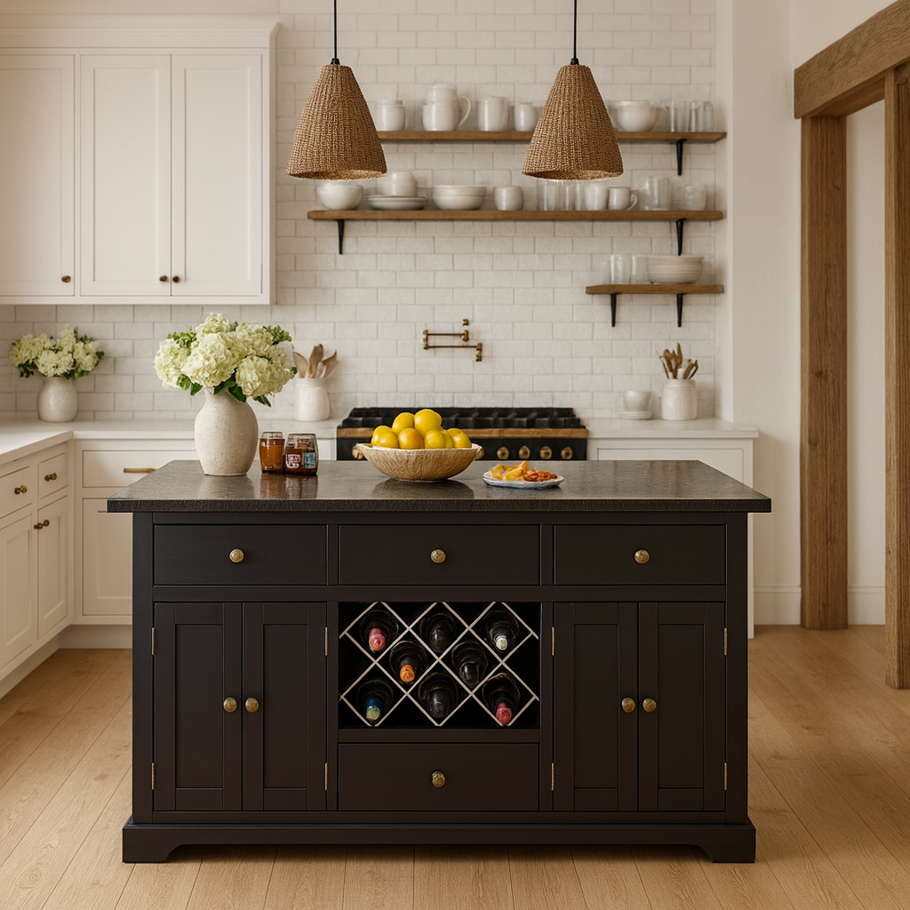 Windham Black Painted Large Kitchen Island