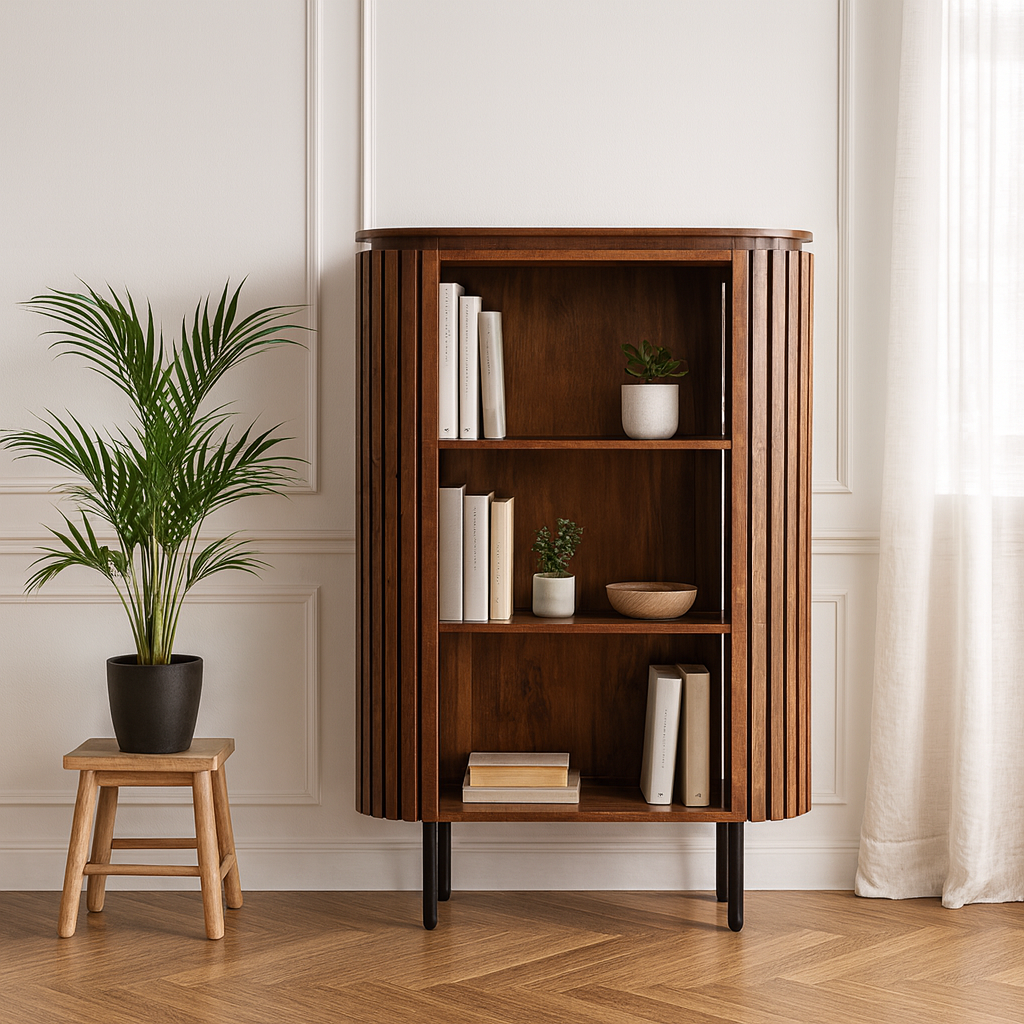 Mavo Slatted Mango Wood Bookcase