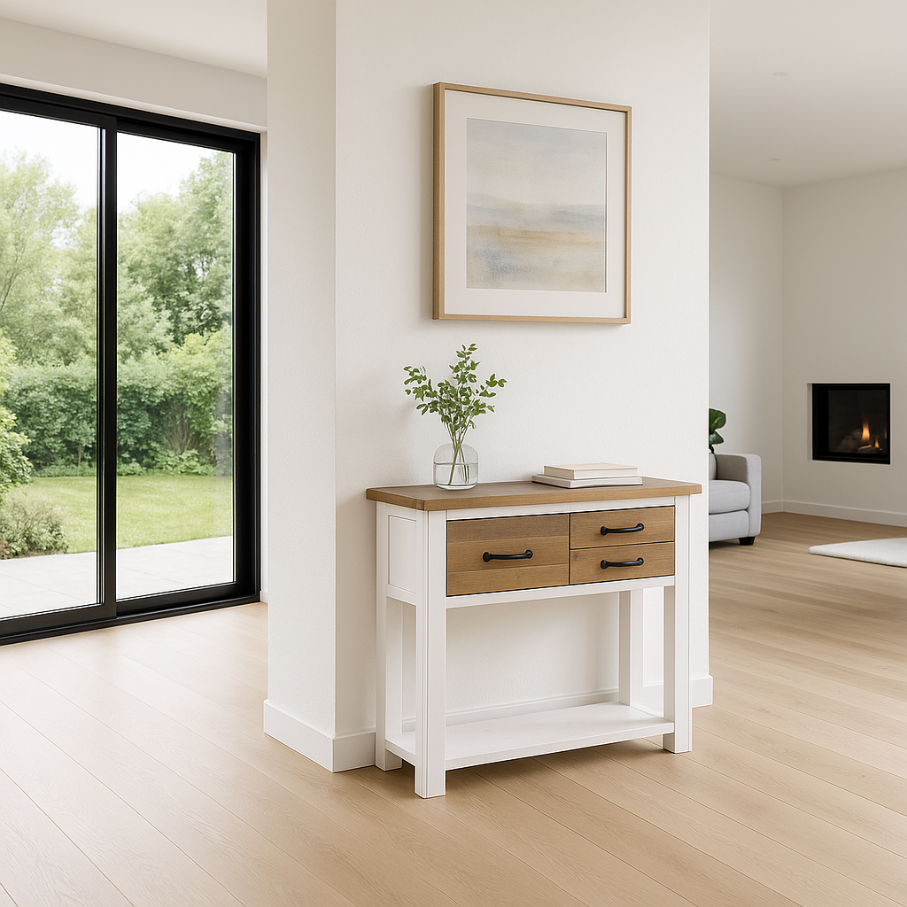 Splash of White Reclaimed Wood Small Console Table - Console Table - Heart of Kitchens