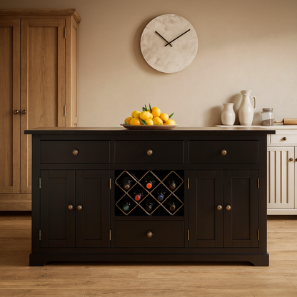 Windham Black Painted Large Kitchen Island