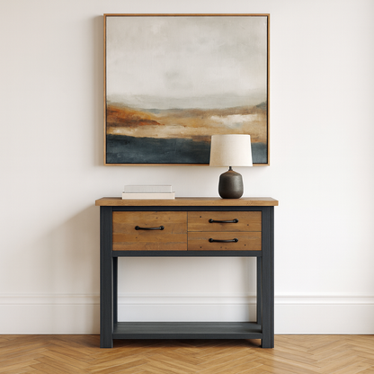 Splash of Blue Reclaimed Wood Small Console Table
