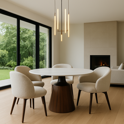Vierra 135cm Round Acacia Wood & Marble Dining Table