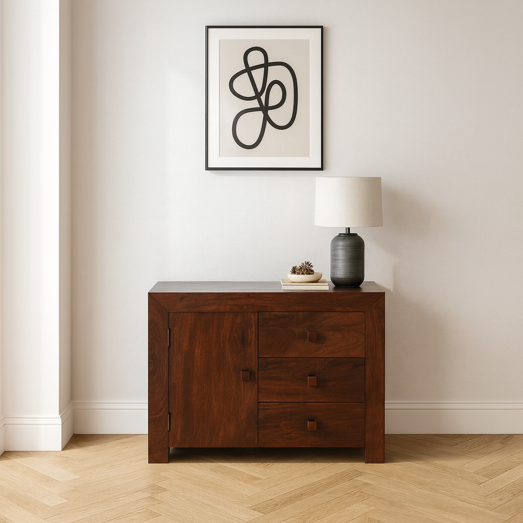 Nala Dark Mango Wood 3 Drawer Sideboard