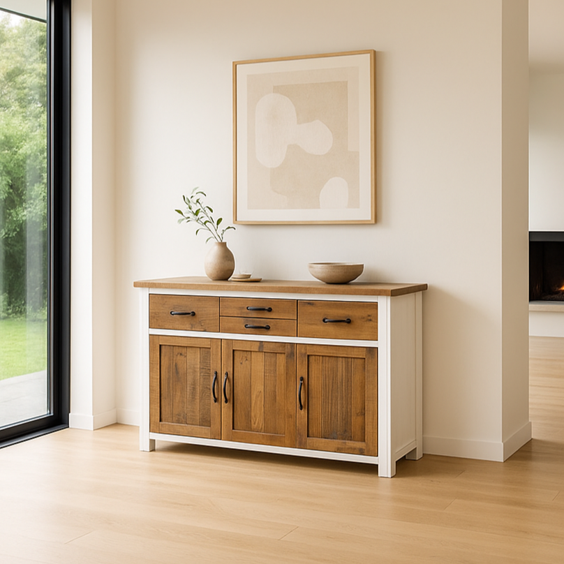 Splash of White Reclaimed Wood 3 Door Sideboard - Sideboard - Heart of Kitchens