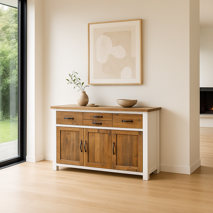 Splash of White Reclaimed Wood 3 Door Sideboard - Sideboard - Heart of Kitchens