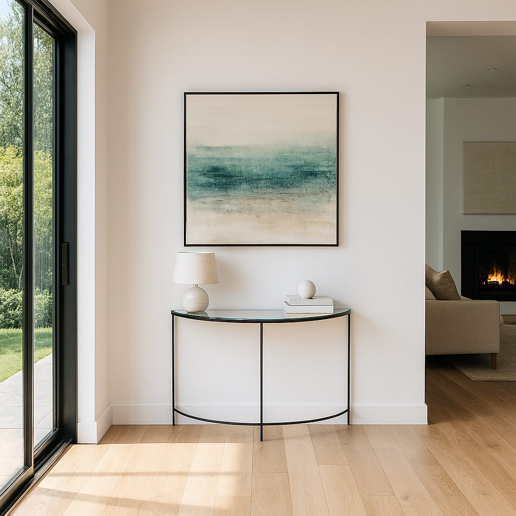 Marazzi Bevelled Glass Half Moon Console Table