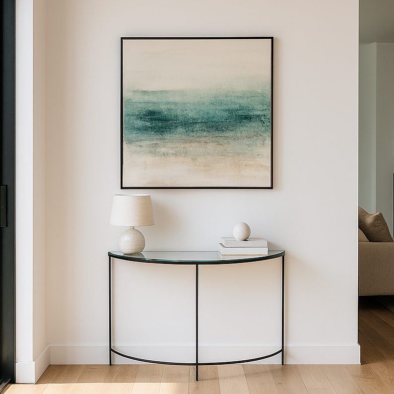 Marazzi Bevelled Glass Half Moon Console Table