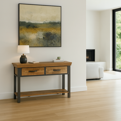 Metropolis Industrial 2 Drawer Console Table