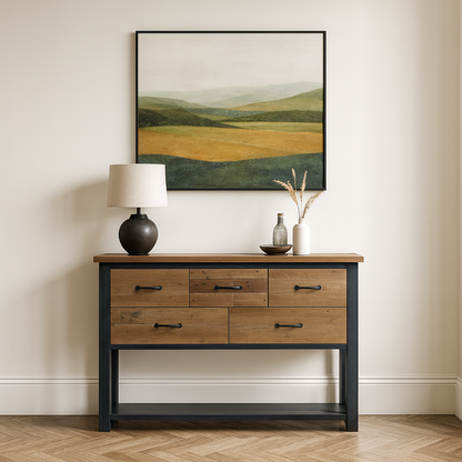 Splash of Blue Reclaimed Wood Console Table