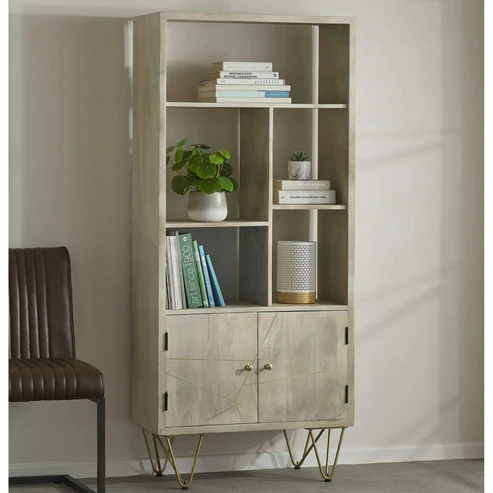 Light Gold Mango Wood Bookcase