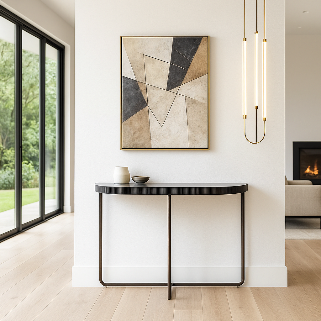 Knightsbridge Half Moon with Black Tinted Glass Console Table