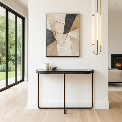 Knightsbridge Half Moon with Black Tinted Glass Console Table