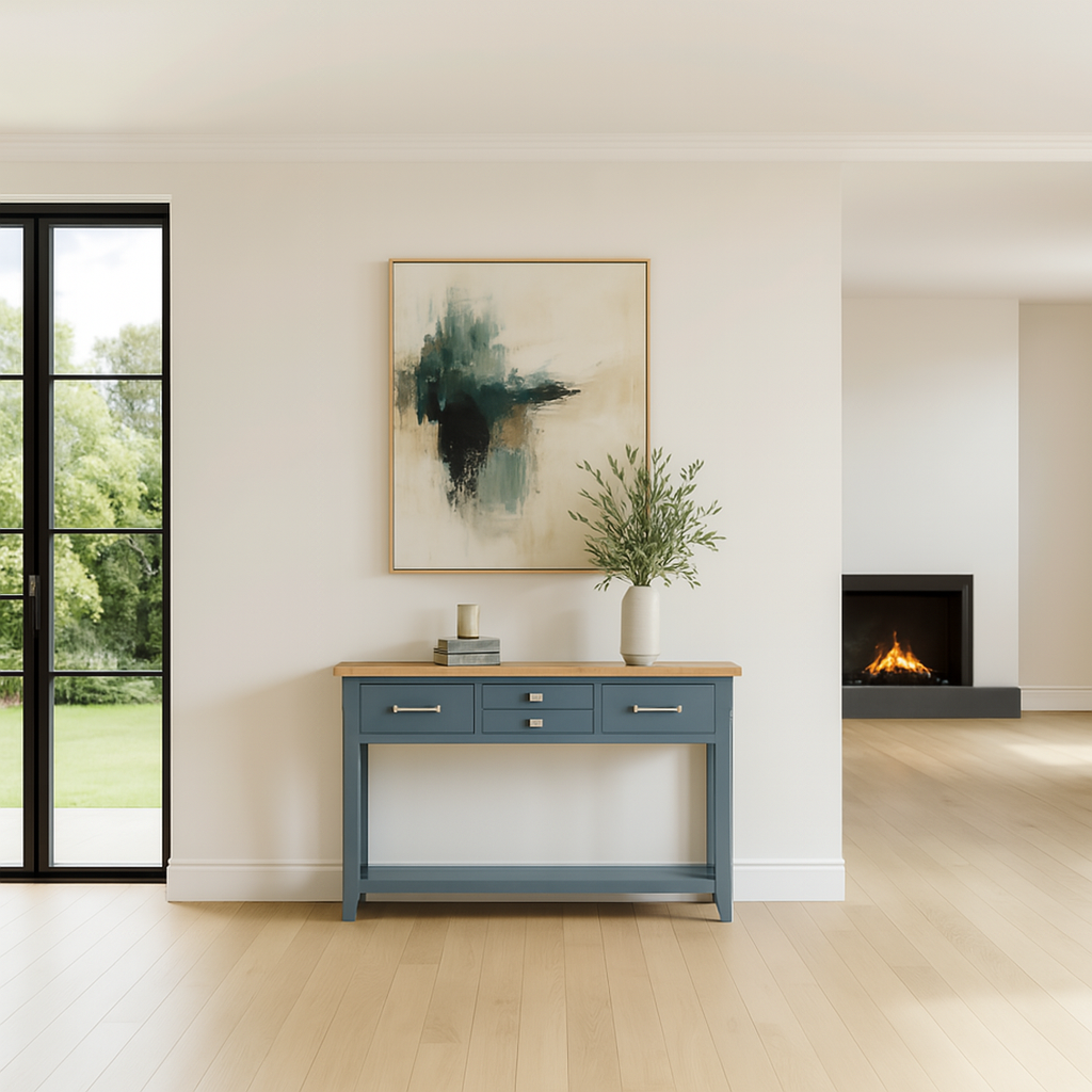 Signature Blue Oak Top Console Table - Console Table - Heart of Kitchens