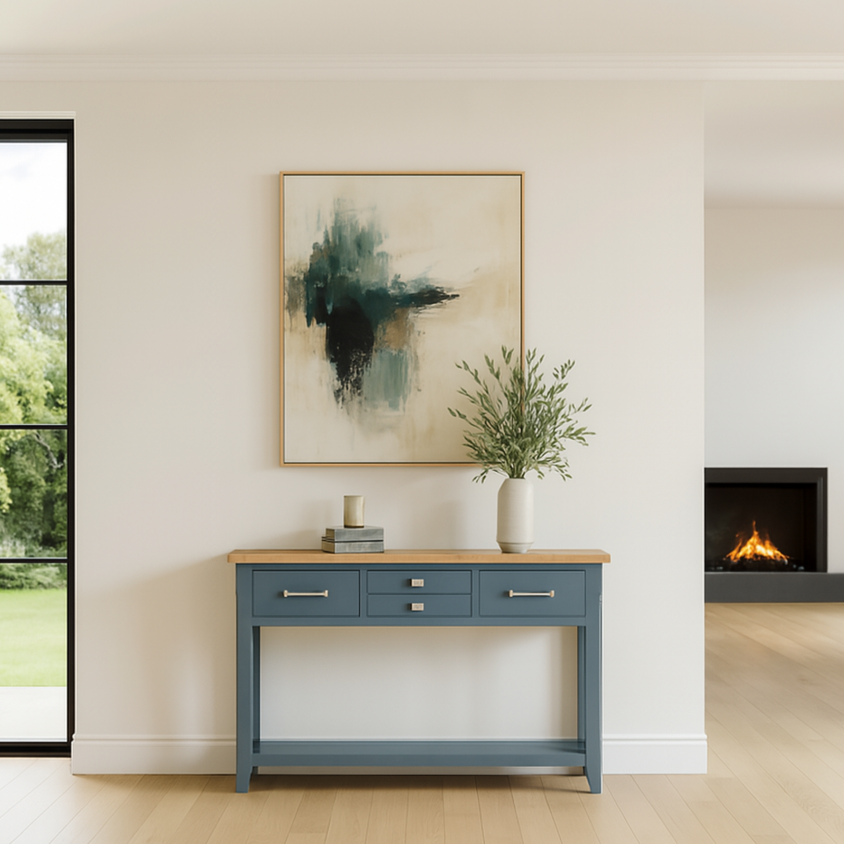 Signature Blue Oak Top Console Table - Console Table - Heart of Kitchens