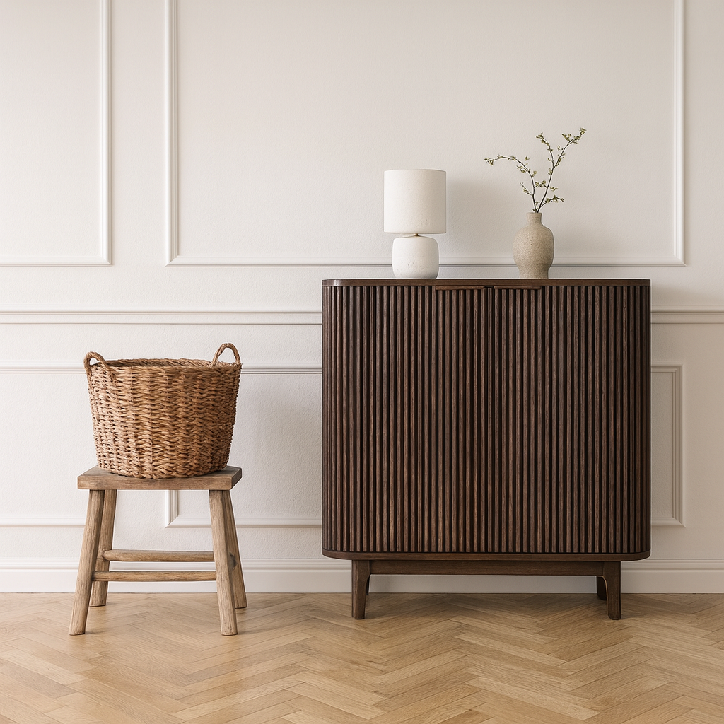Raie Dark Brown Pine Wood Sideboard