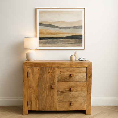 Nala Light Mango Wood 3 Drawer Sideboard