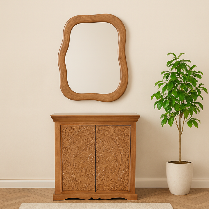 Artwork Mango Wood Sideboard With 2 Doors