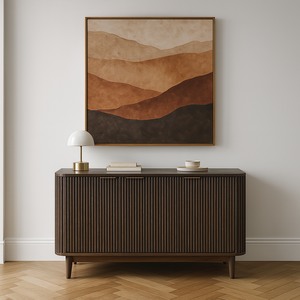 Raie Dark Brown Pine Wood 3 door Sideboard