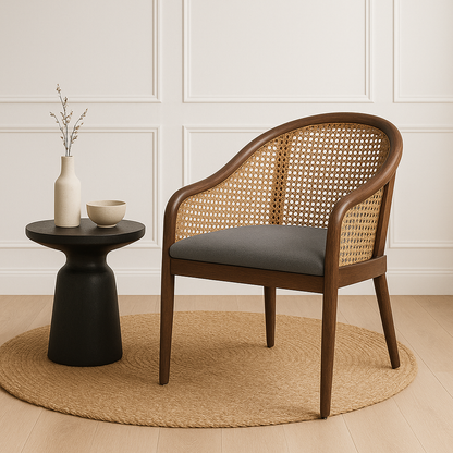 Carmel Oak With Cane and Upholstery Dining Armchair (Set of 2)
