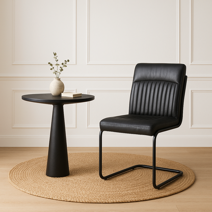 Dark Grey Leather Dining Chair (Set of 2)