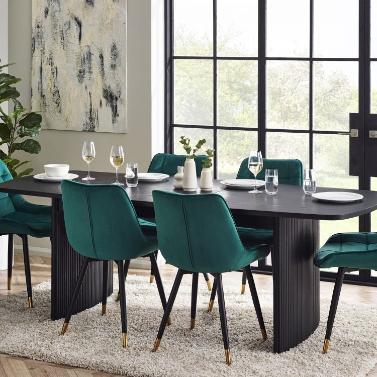 Louis Fluted 1.8m Extendable Dining Table Black