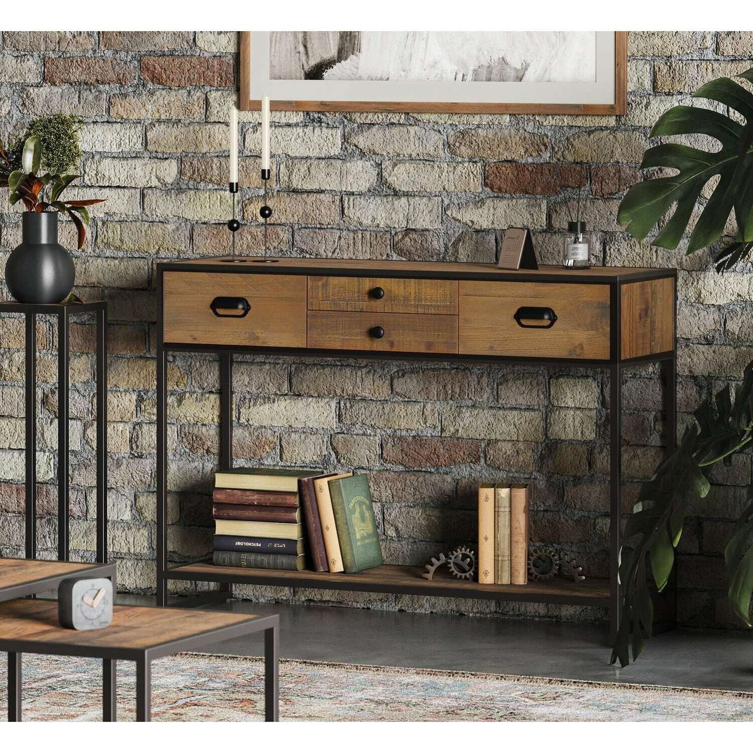 Ooki Large Console Table with Drawers & Shelf - Stylish Storage ...