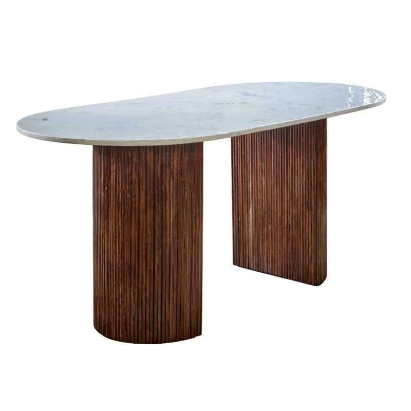 Opal Mango Wood Dining Table With Marble Top