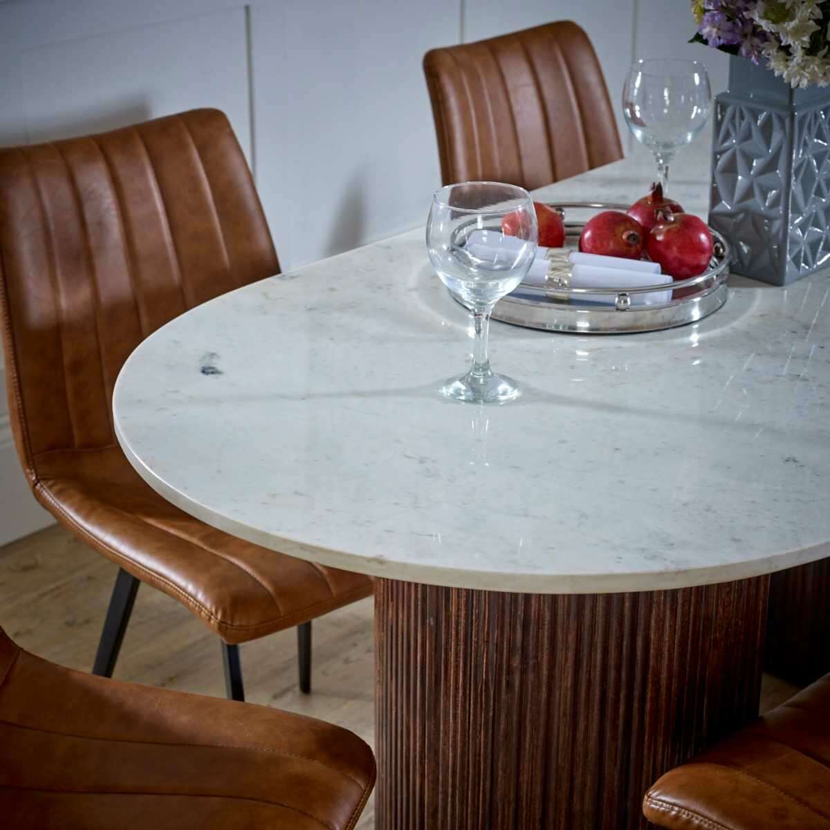 Opal Mango Wood Dining Table With Marble Top