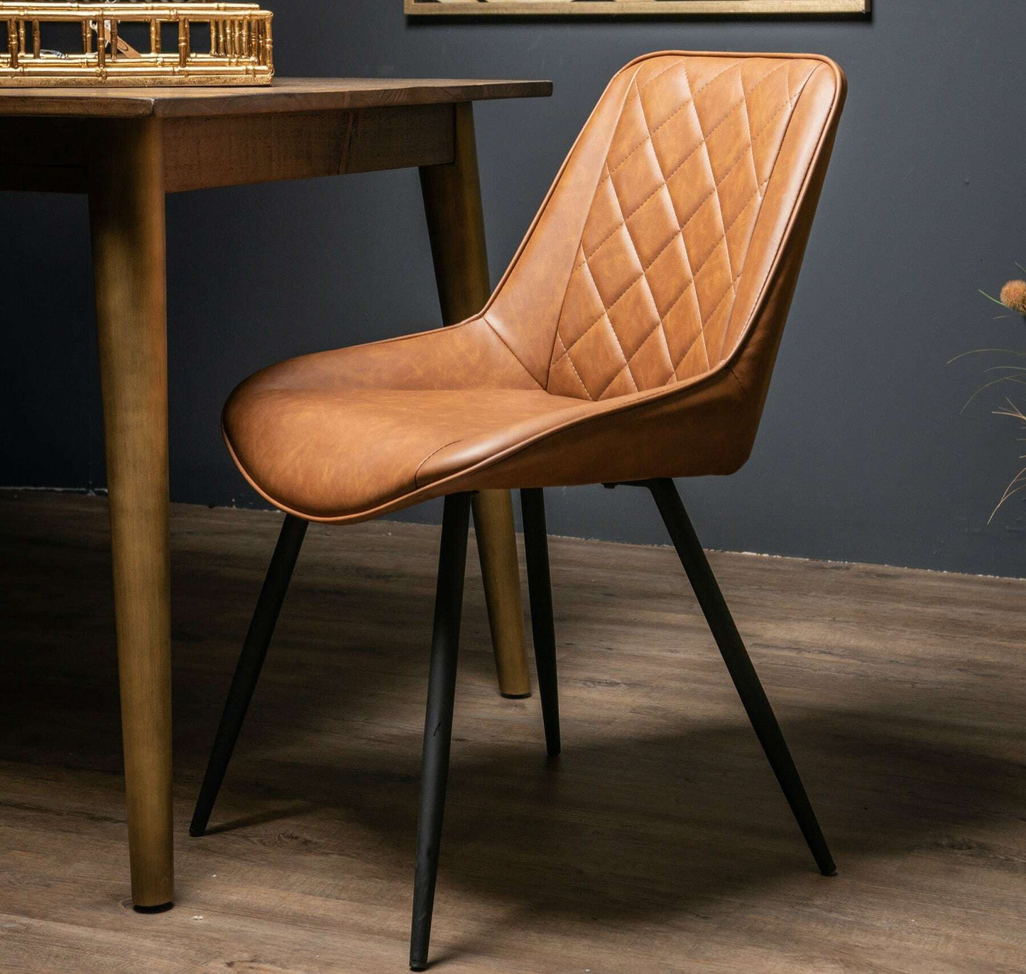 Oslo Tan Brown Leather Dining Chair
