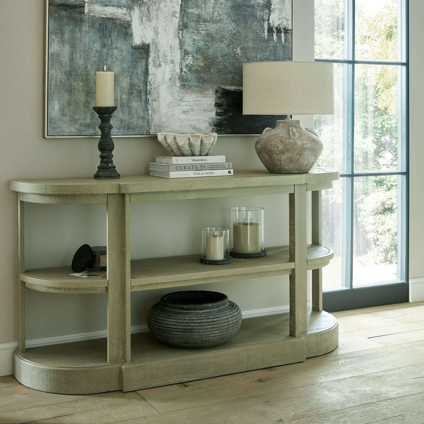 Saltaire Pine Wood 2 Shelf Console Table