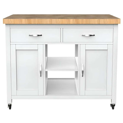 Savannah White Kitchen Island With Butchers Block