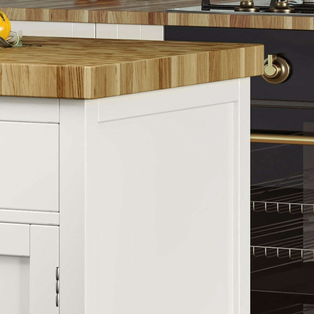 Savannah White Kitchen Island With Butchers Block
