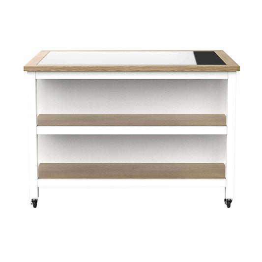 Savannah White Open Kitchen Island with Breakfast Bar and Granite Top - Kitchen Island - Heart of Kitchens
