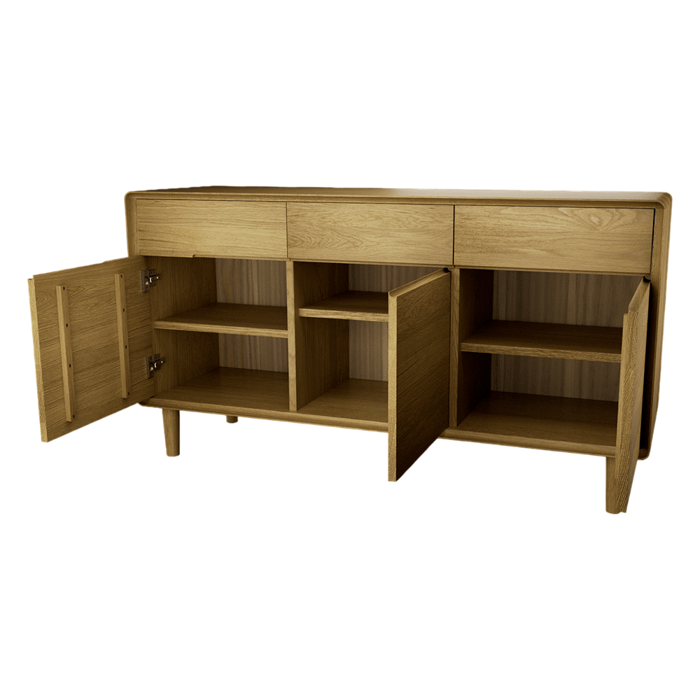 Scandic Solid Oak 3 Door Large Sideboard