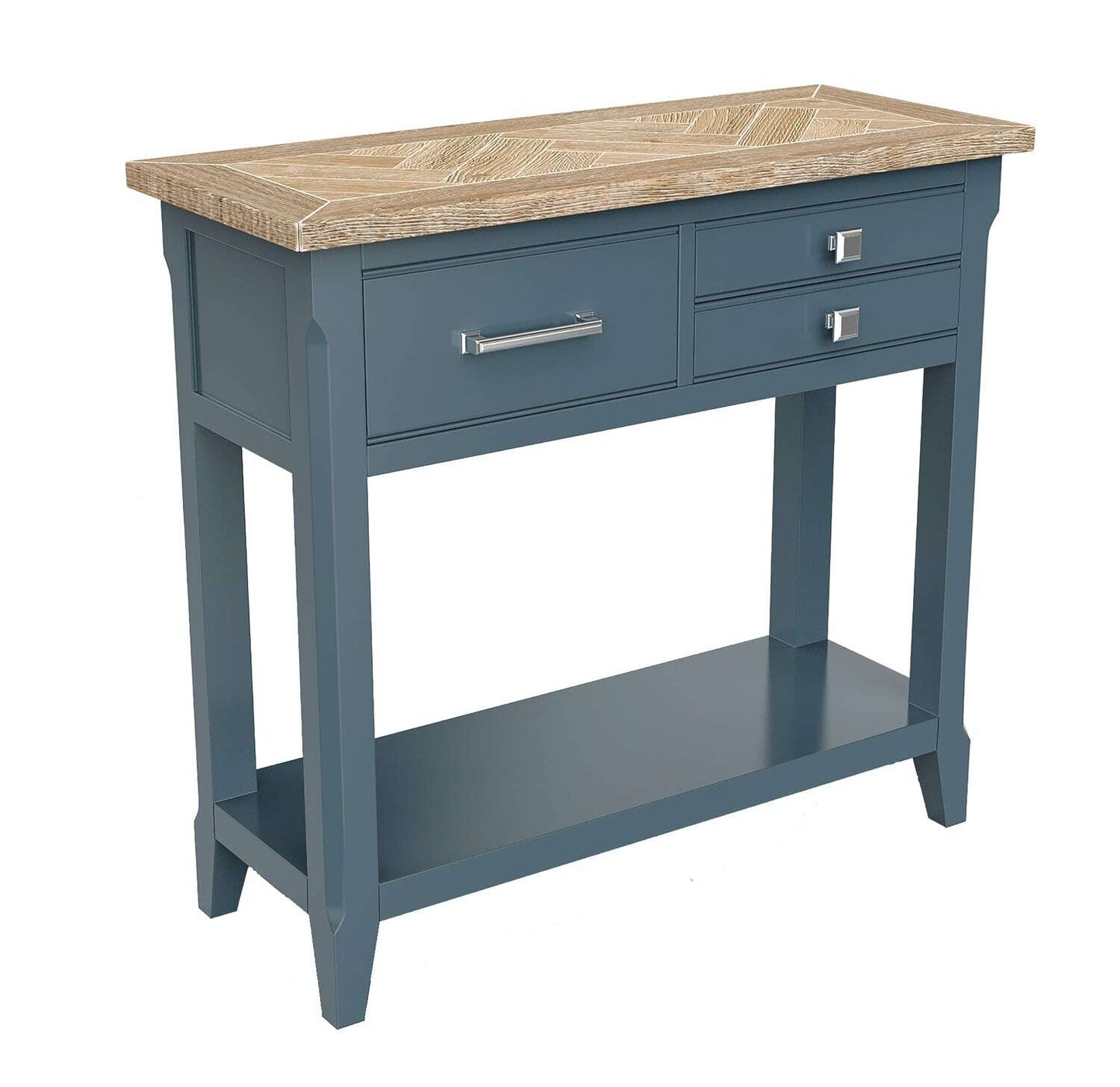 Signature Blue Oak Top Small Console Table