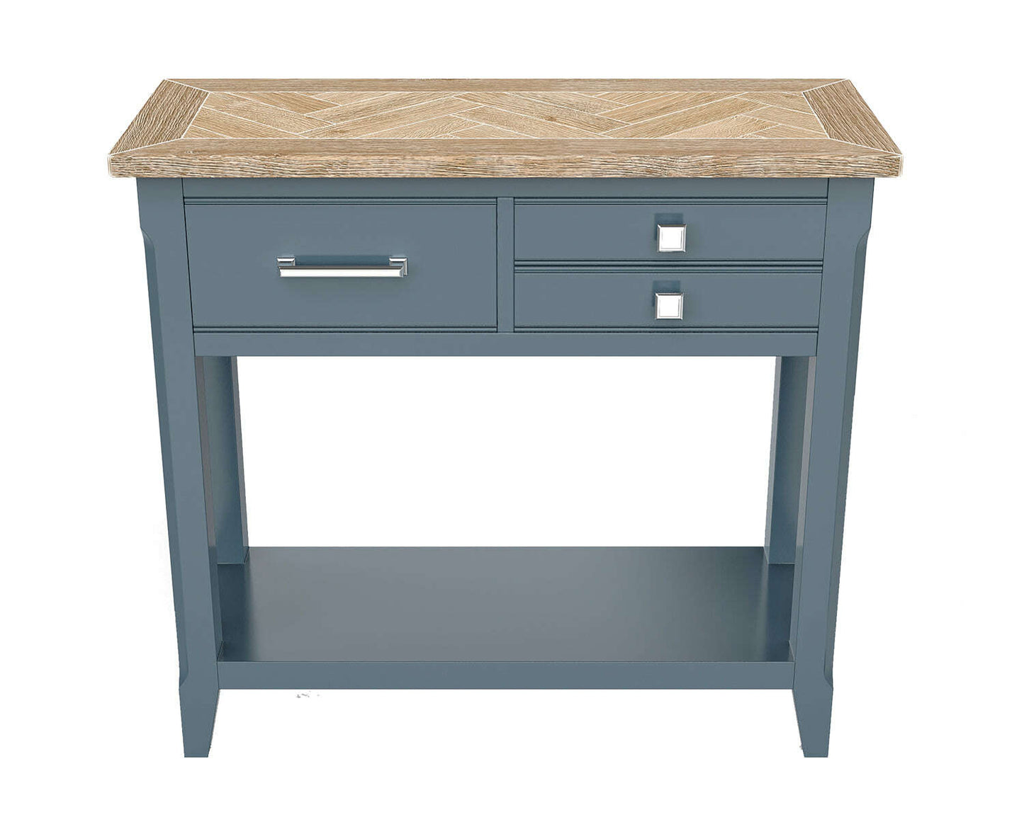 Signature Blue Oak Top Small Console Table
