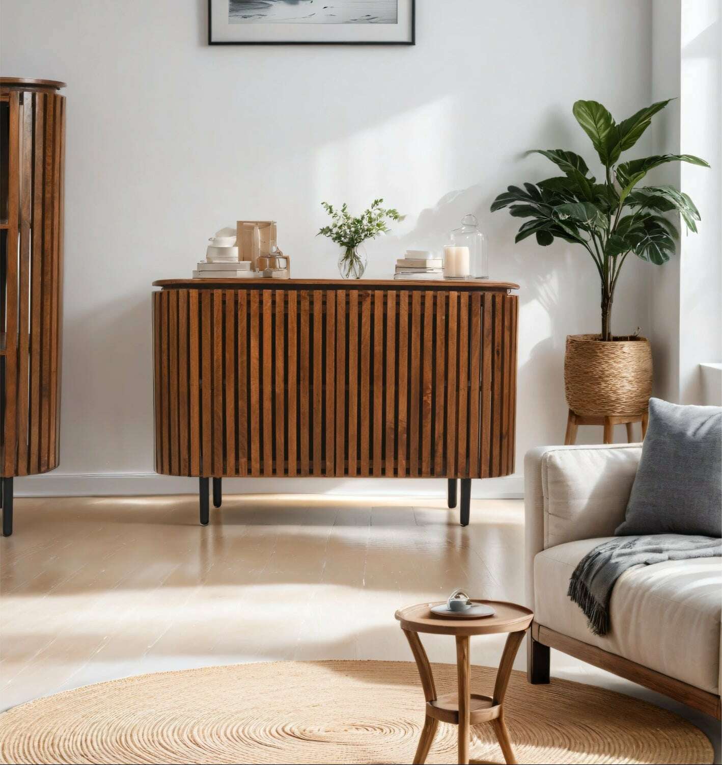 Slatted Mango Wood Sideboard