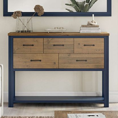 Splash of Blue Reclaimed Wood Console Table