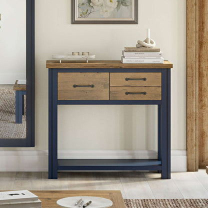 Splash of Blue Reclaimed Wood Small Console Table