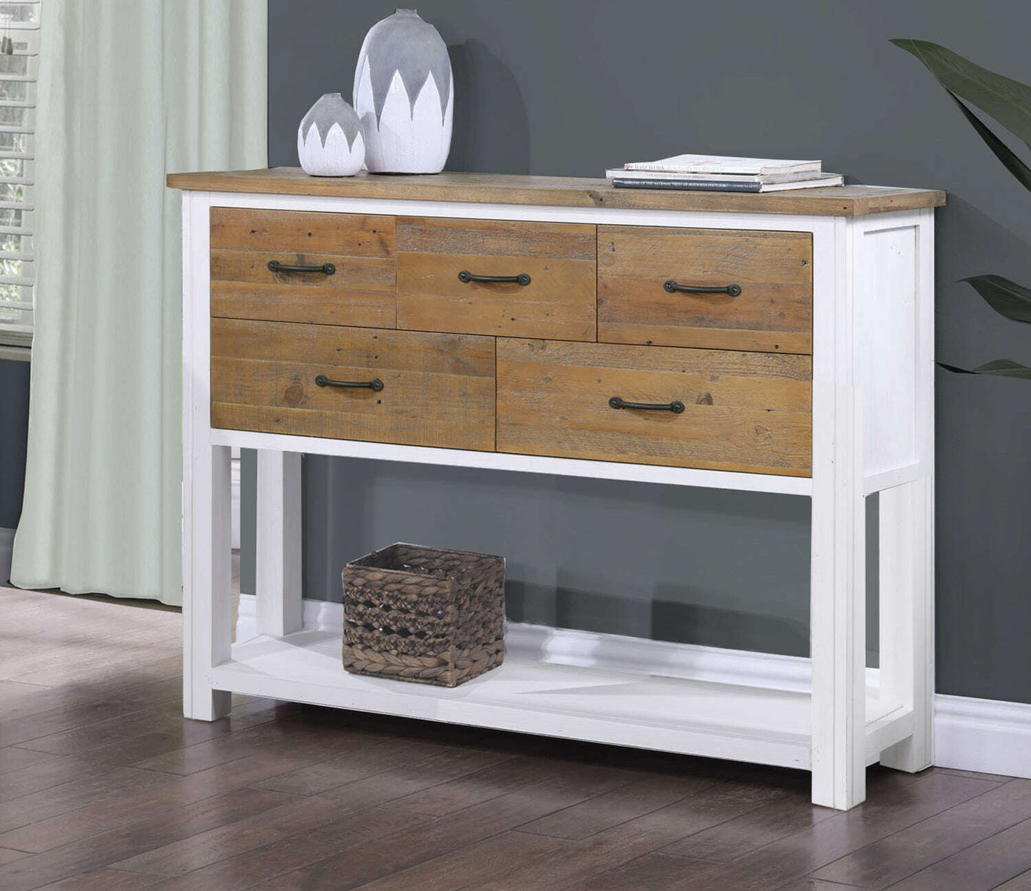 Splash of White Reclaimed Wood Console Table