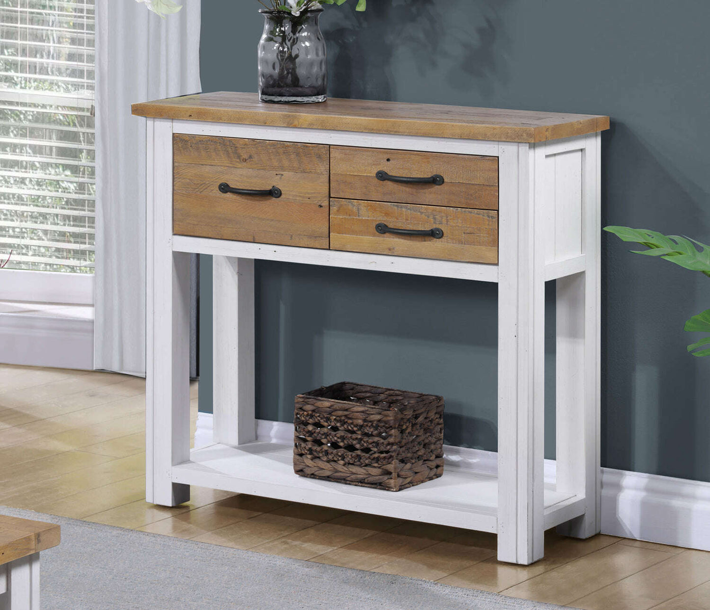 Splash of White Reclaimed Wood Small Console Table