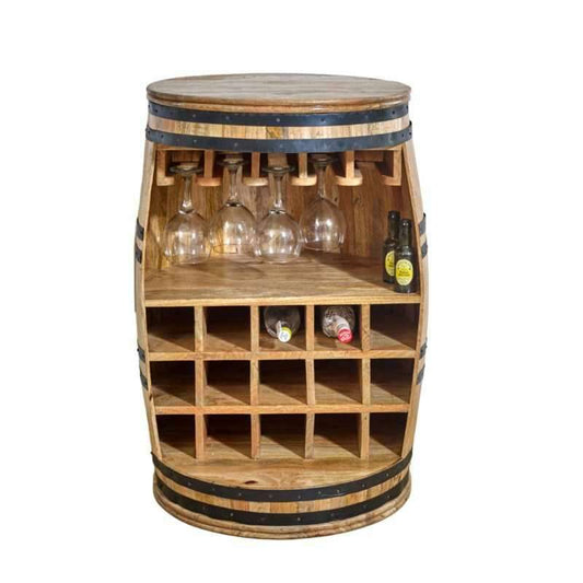 Surrey Solid Dark Wood Barrel Wine Rack