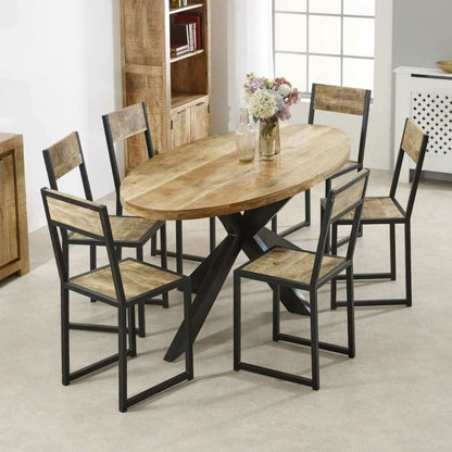Surrey Solid Wood & Metal 6-8 Seater Oval Dining Table