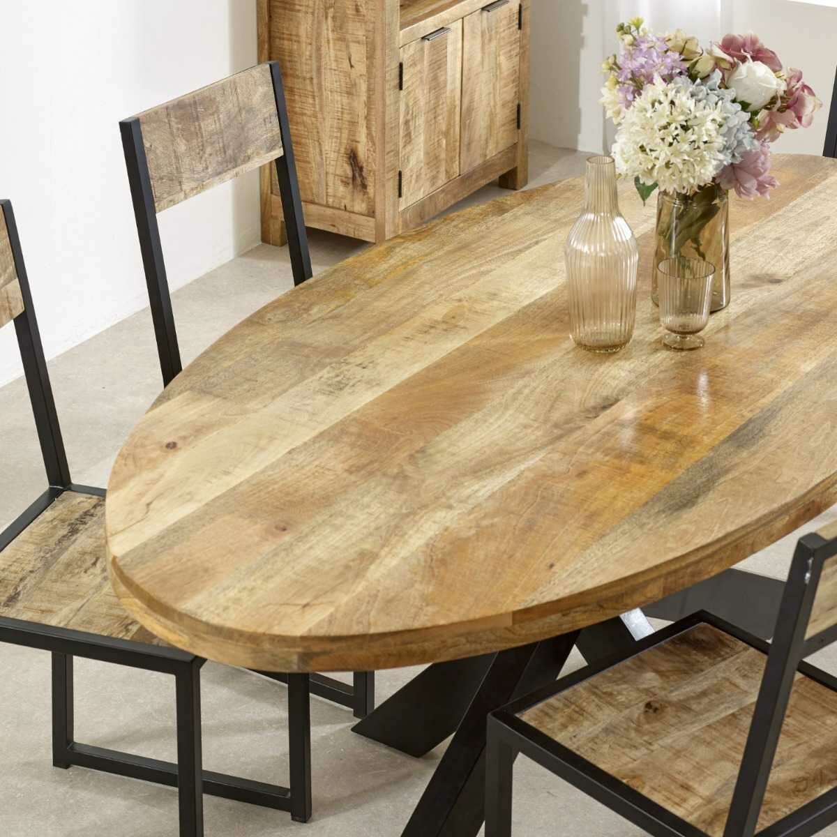Surrey Solid Wood & Metal 6-8 Seater Oval Dining Table