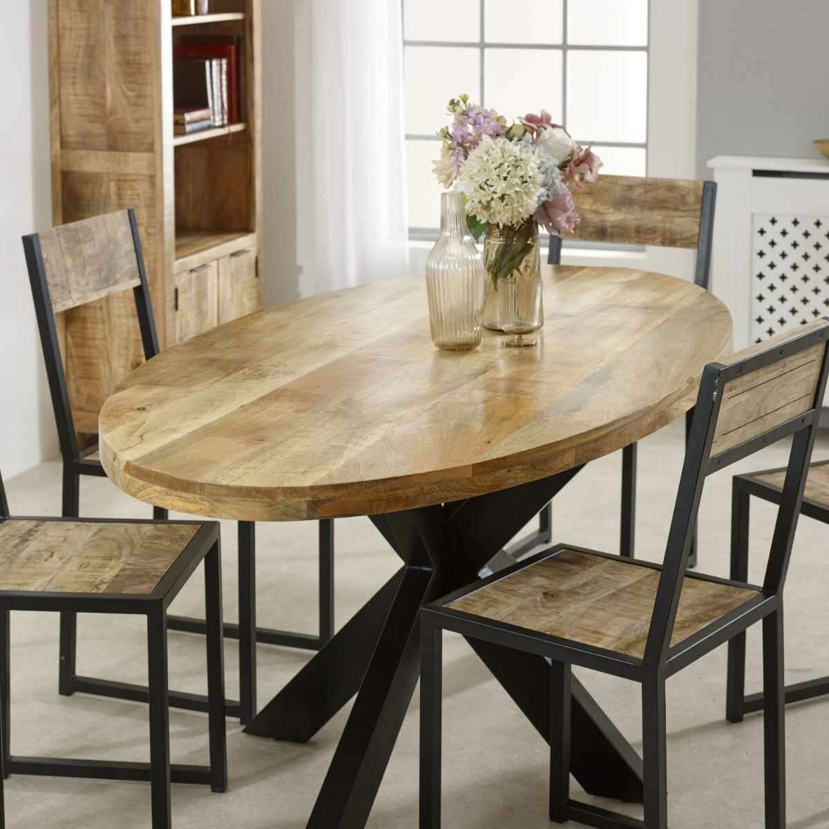 Surrey Solid Wood & Metal 6-8 Seater Oval Dining Table